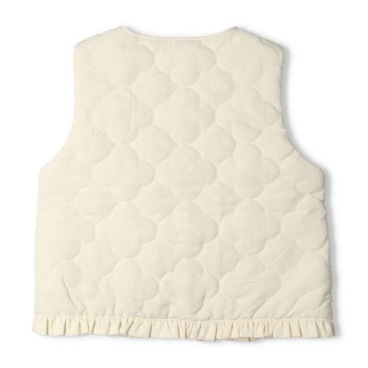 Quilted floral ruffled padded vest