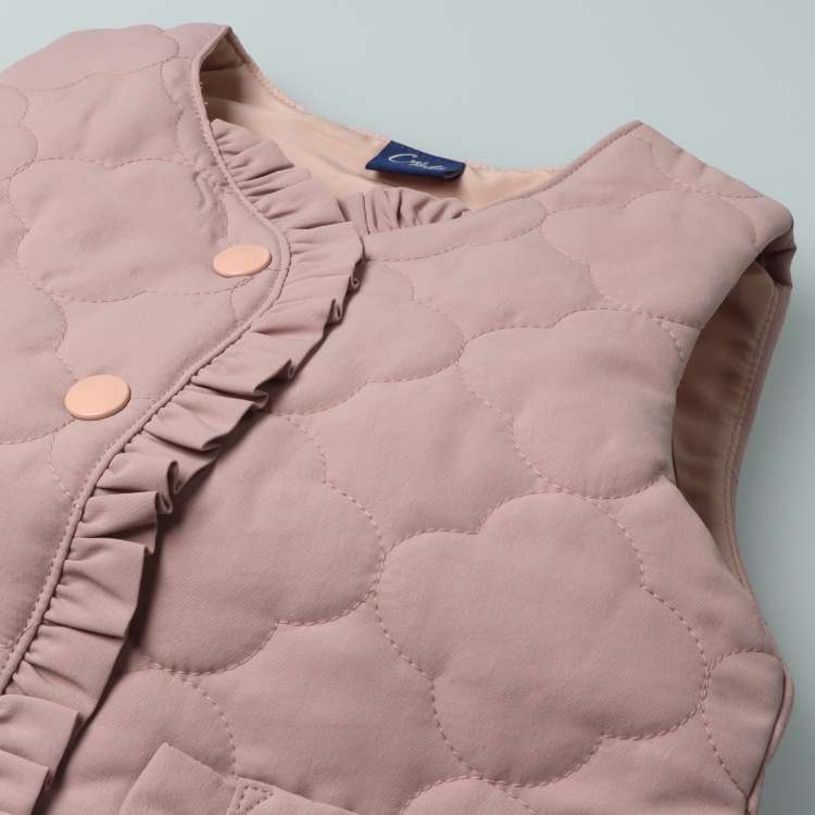 Quilted floral ruffled padded vest