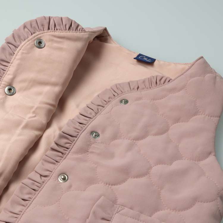 Quilted floral ruffled padded vest