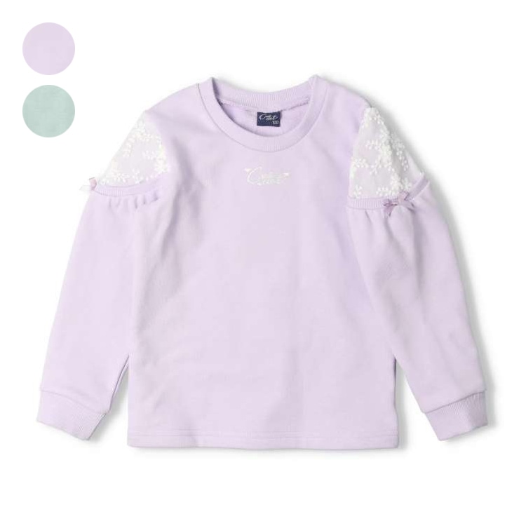 Shoulder lace fleece sweatshirt