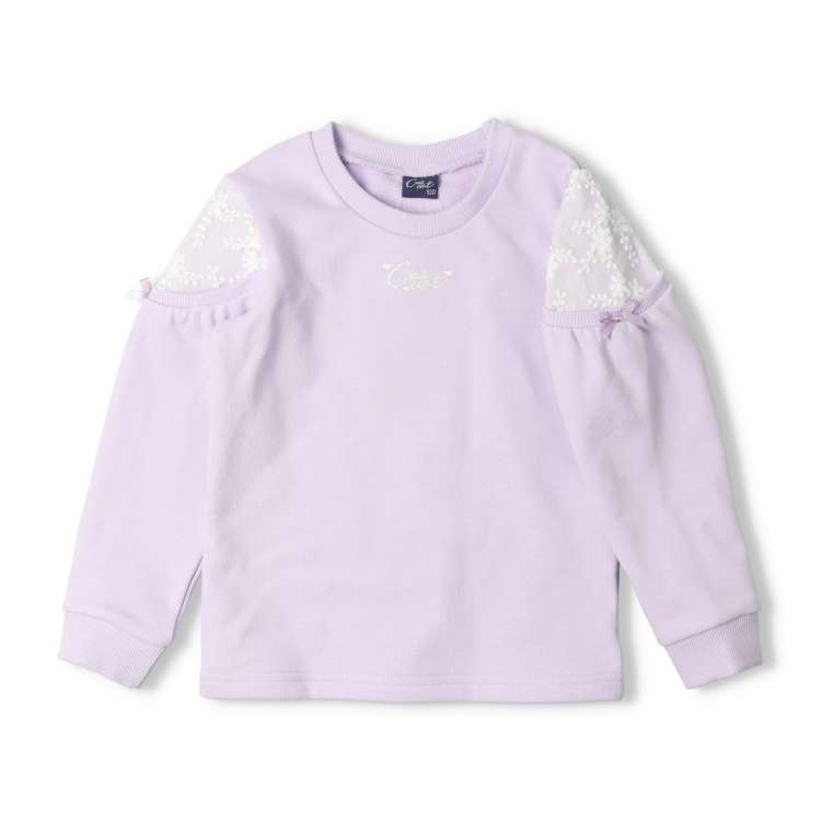 Shoulder lace fleece sweatshirt