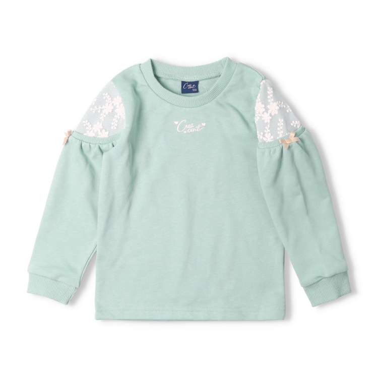 Shoulder lace fleece sweatshirt