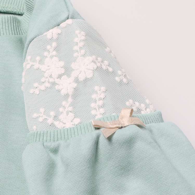 Shoulder lace fleece sweatshirt