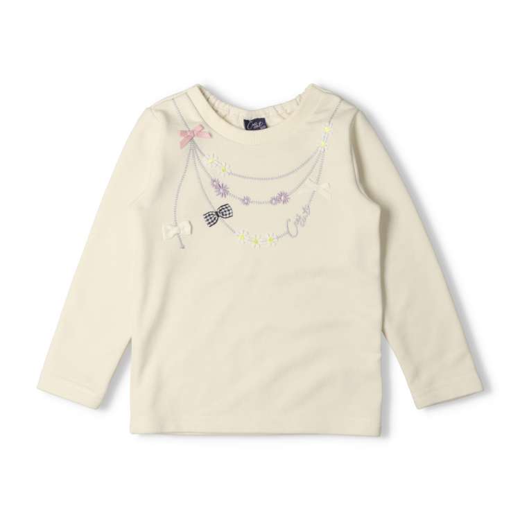 Necklace-style embroidered fleece sweatshirt