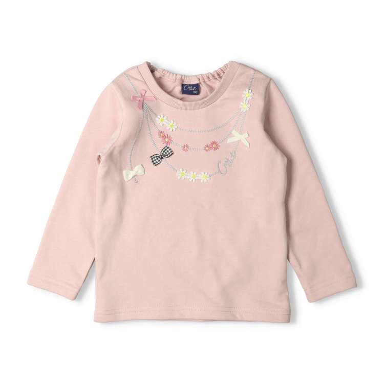 Necklace-style embroidered fleece sweatshirt