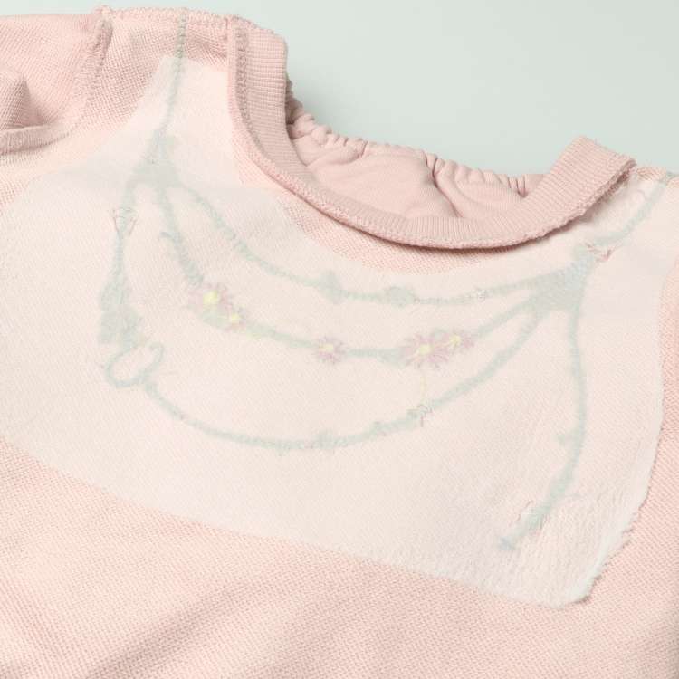 Necklace-style embroidered fleece sweatshirt