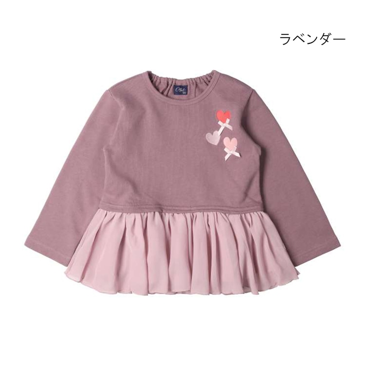 Heart embroidered chiffon fleece sweatshirt