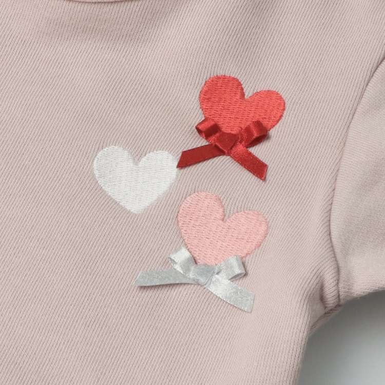 Heart embroidered chiffon fleece sweatshirt