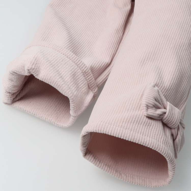 Ribbon knit corduroy fleece trousers