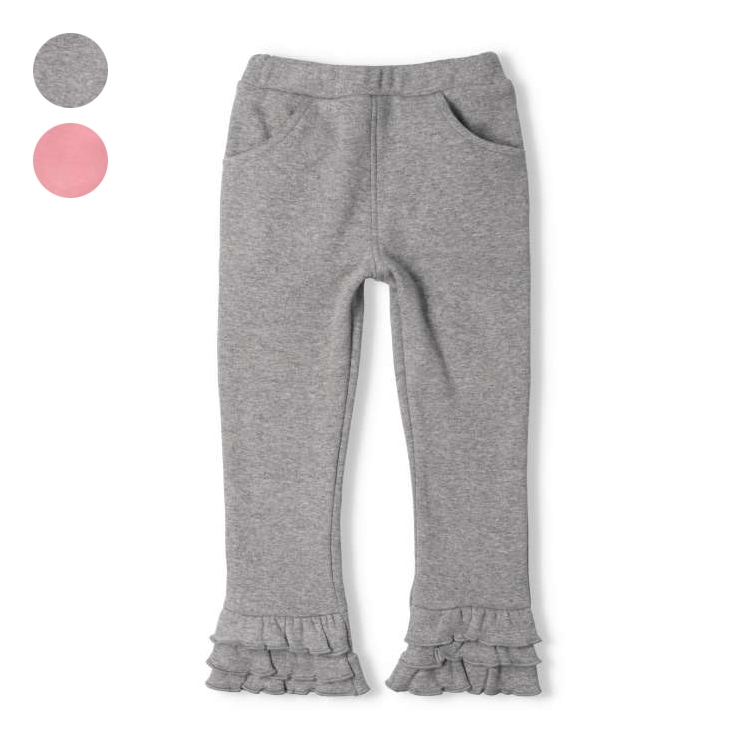 Super warm fleece lined long pants with frilled hem