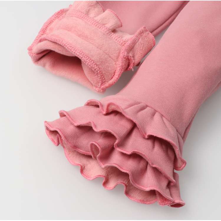 Super warm fleece lined long pants with frilled hem