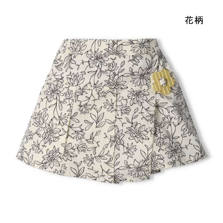 Check and floral pleated culottes