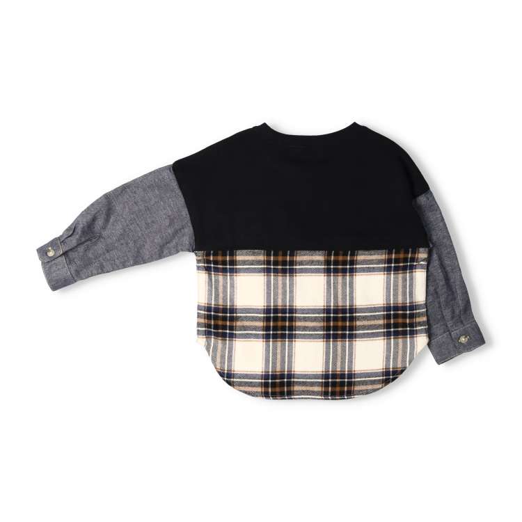 Banshu woven check pattern fleece shirt sweatshirt