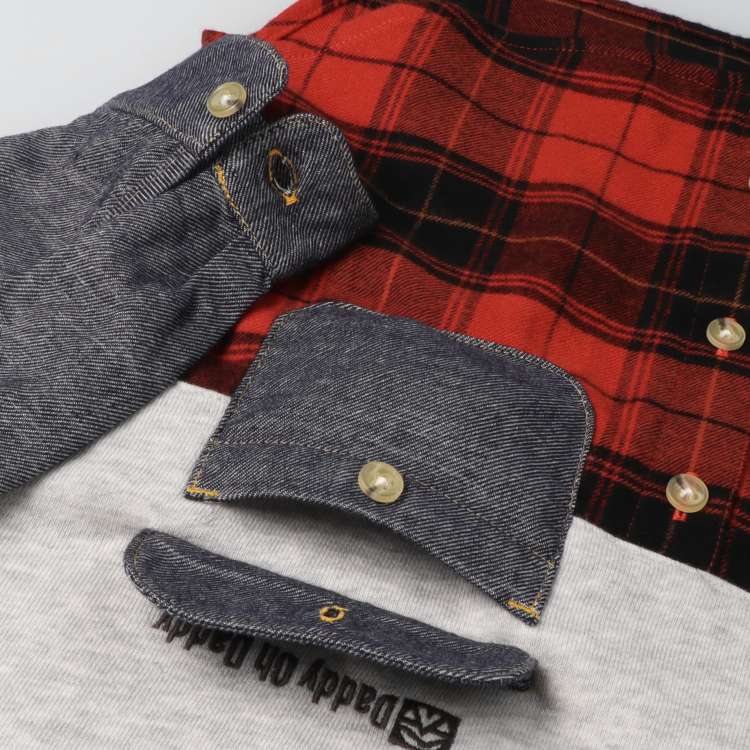 Banshu woven check pattern fleece shirt sweatshirt