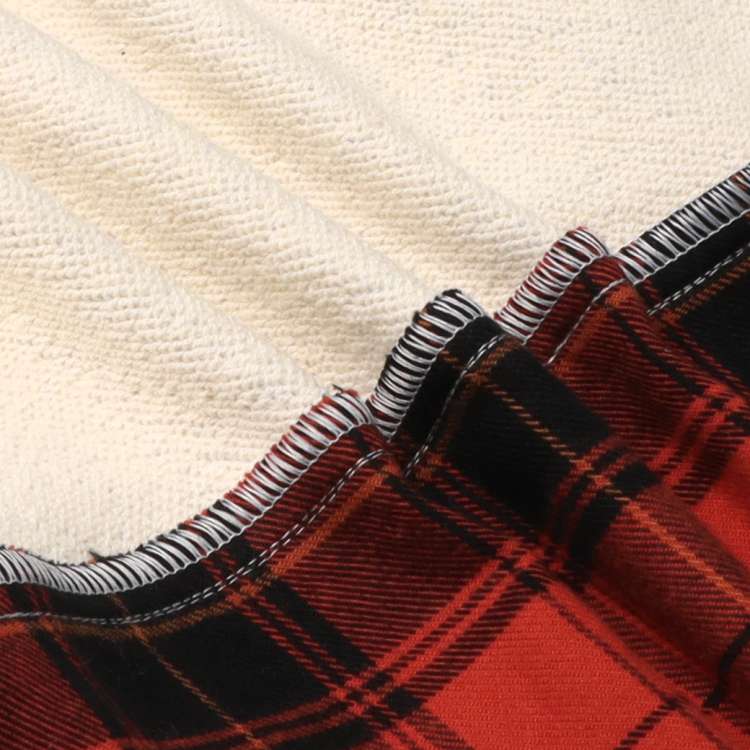 Banshu woven check pattern fleece shirt sweatshirt