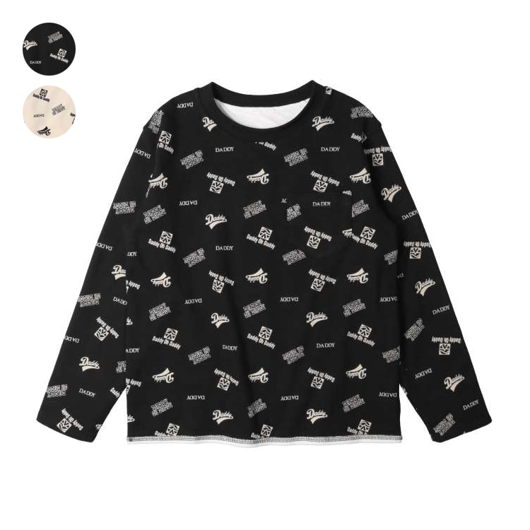 Reversible long sleeve T-shirt (140-160cm) (Black, 150cm)