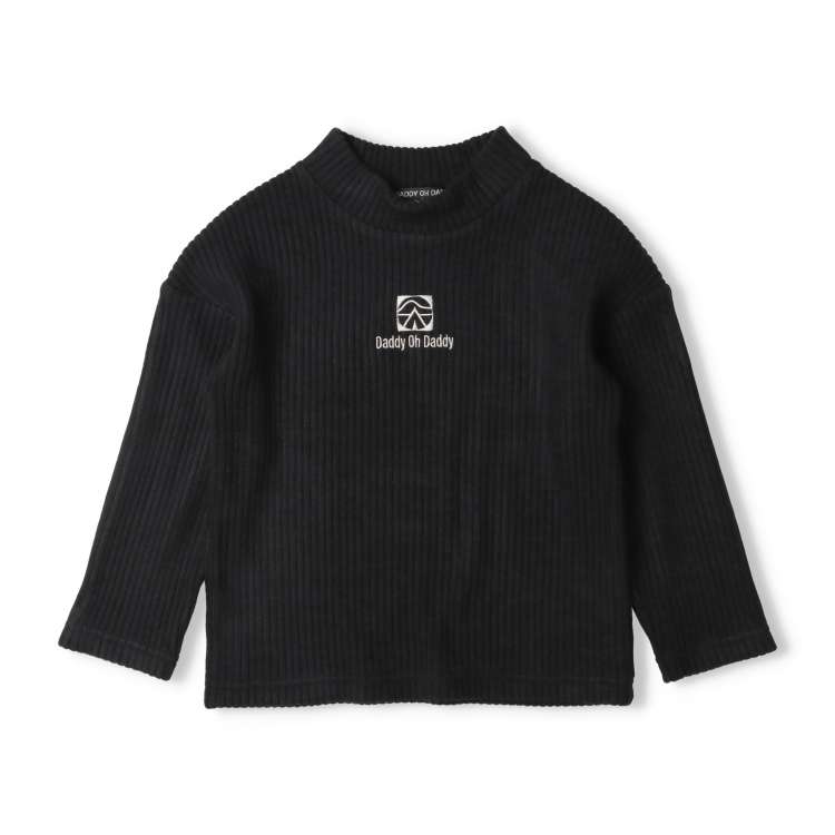 Logo embroidered knit corduroy high neck T-shirt