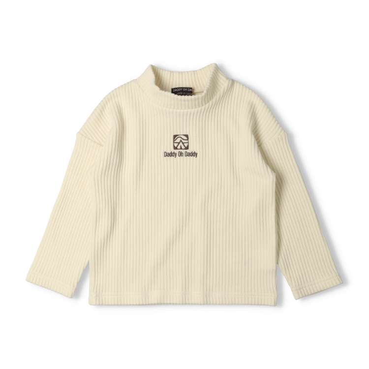 Logo embroidered knit corduroy high neck T-shirt