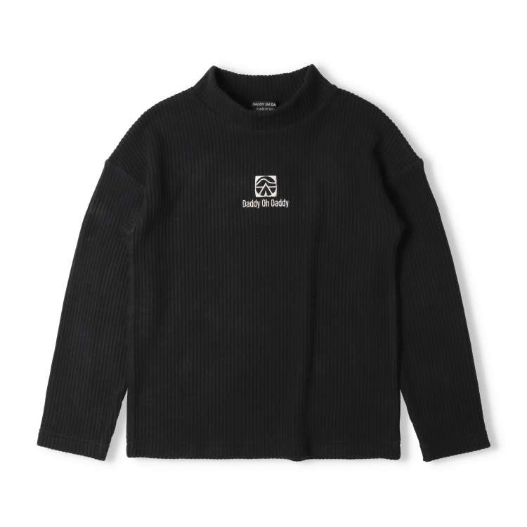 Logo embroidered knit corduroy high neck T-shirt (140-160cm)