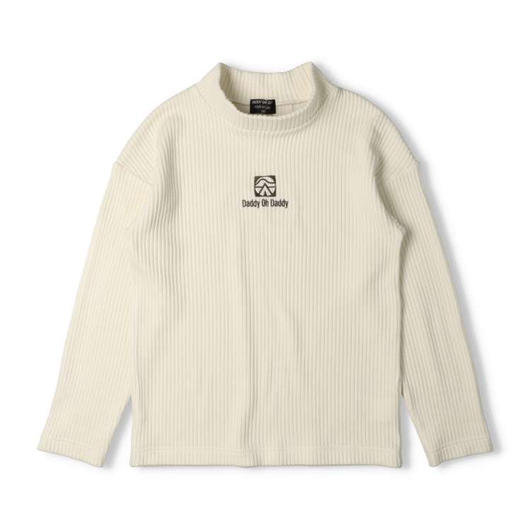 Logo embroidered knit corduroy high neck T-shirt (140-160cm)