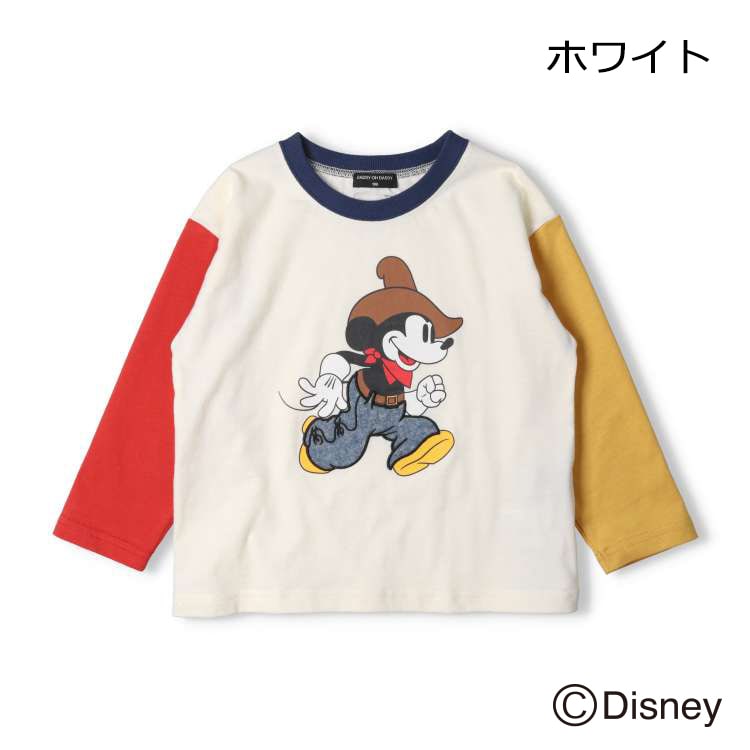 ミッキーマウス/プリントバイカラーＴシャツ