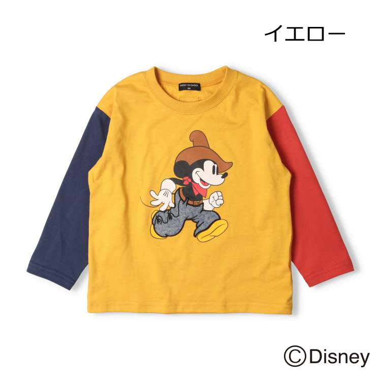 ミッキーマウス/プリントバイカラーＴシャツ