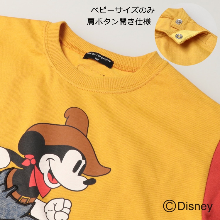 ミッキーマウス/プリントバイカラーＴシャツ