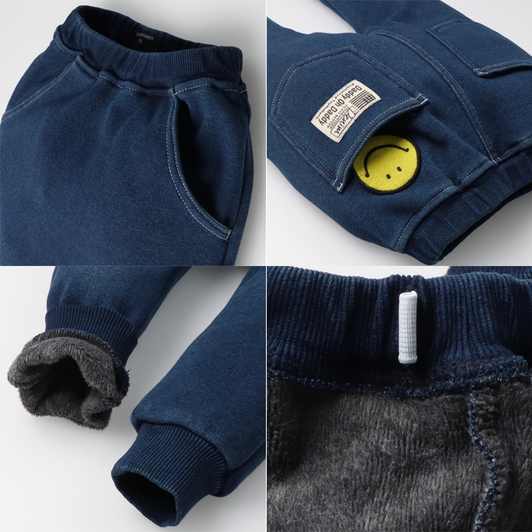 Denim-style super warm fleece-lined pants