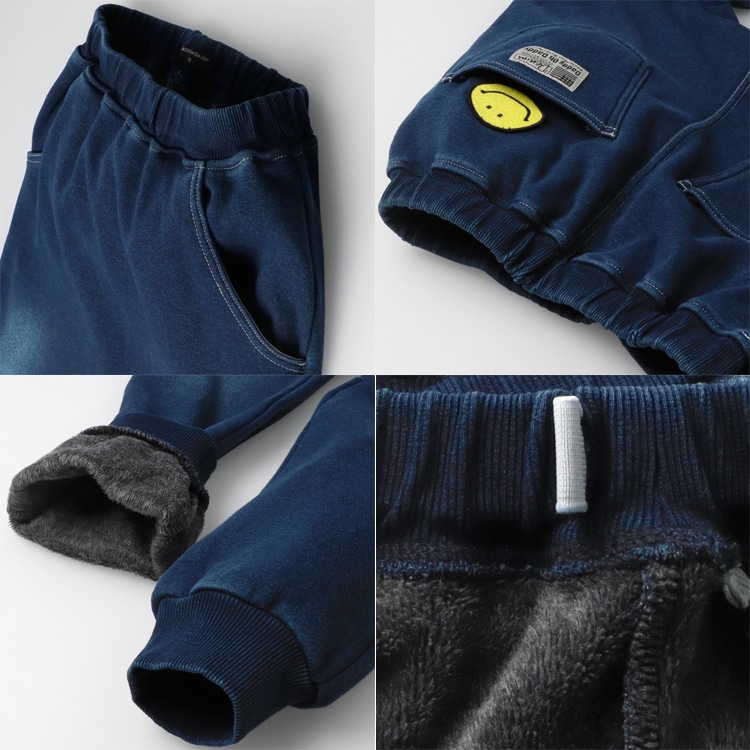 Denim-like super warm fleece pants (140-160cm)