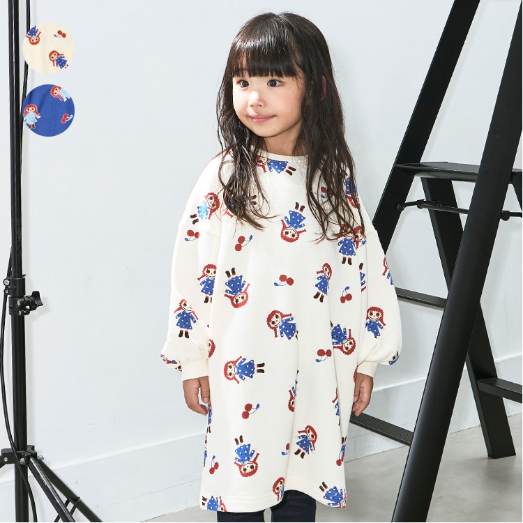 Daddico all-over print fleece dress (navy, 130cm)