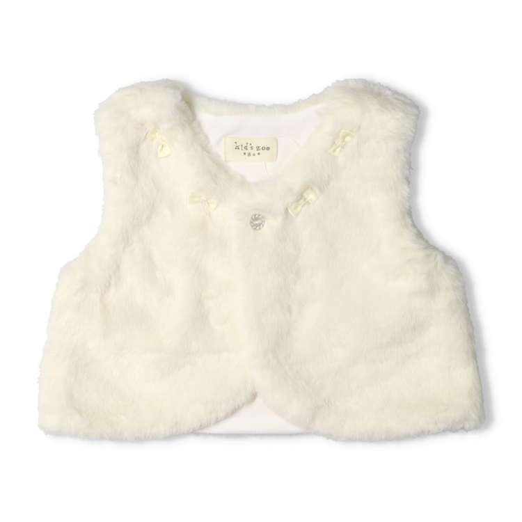 Faux fur vest with ribbon