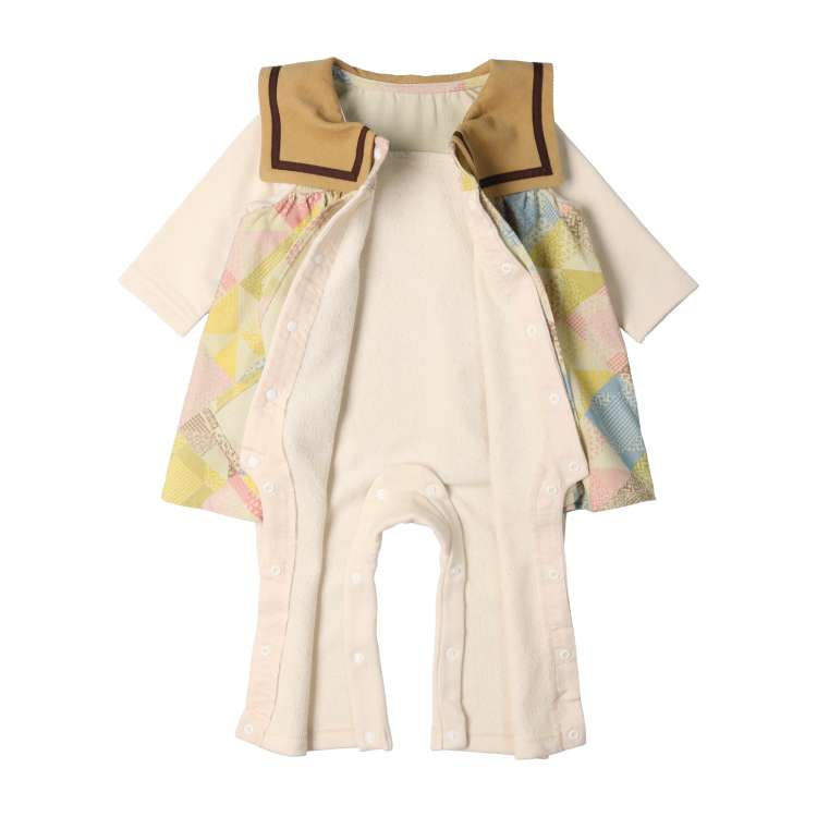 Patchwork collared tunic romper/all