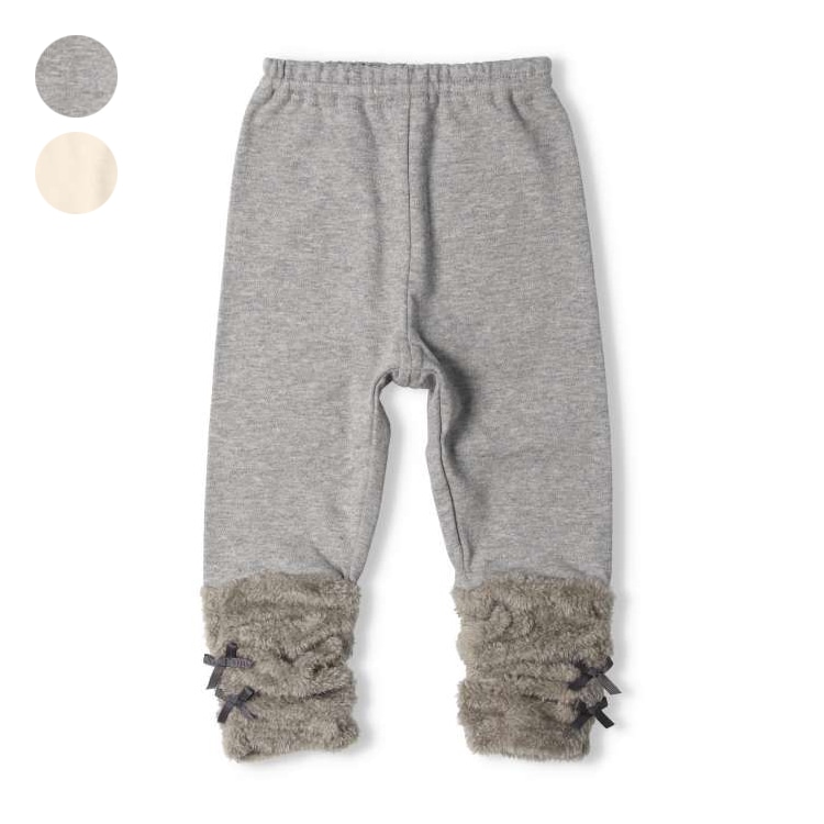 Ruffled leggings and pants with fleece ribbon at the hem (gray, 90cm)