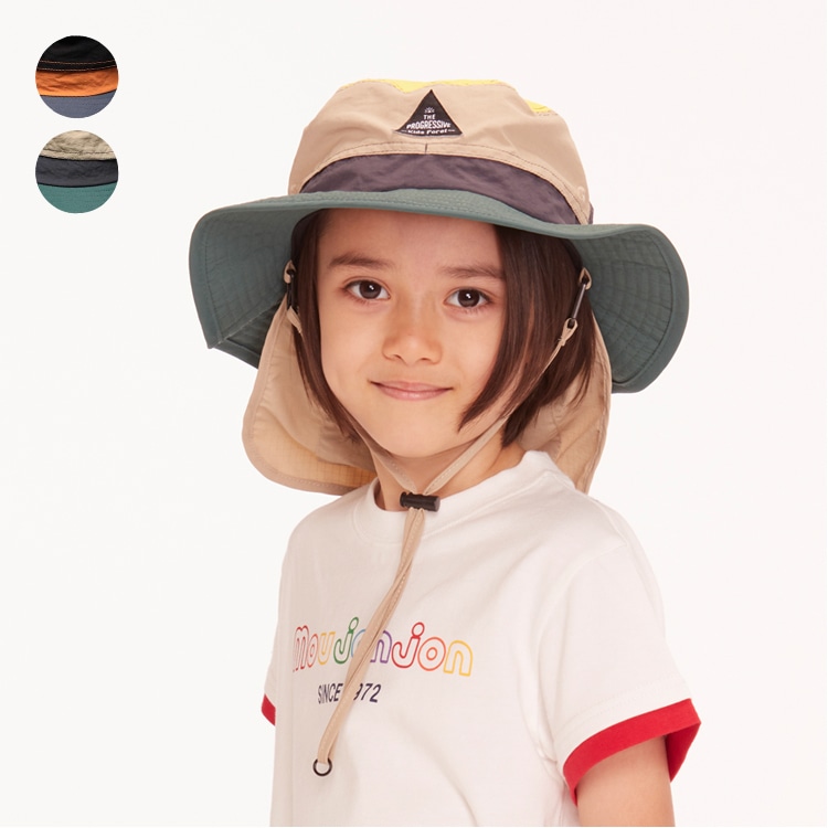 Water-repellent hat/hat with color scheme switching sunshade (beige, 52cm)