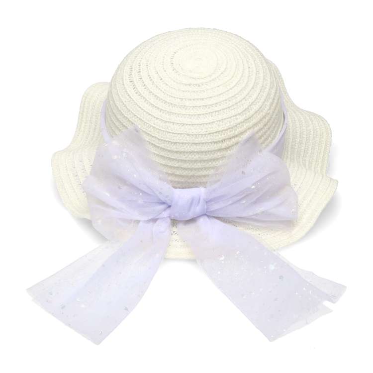 Washable and foldable hat with tulle ribbon
