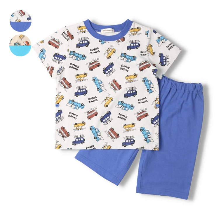 Car and shark print short sleeve pajamas (light gray, 130cm)