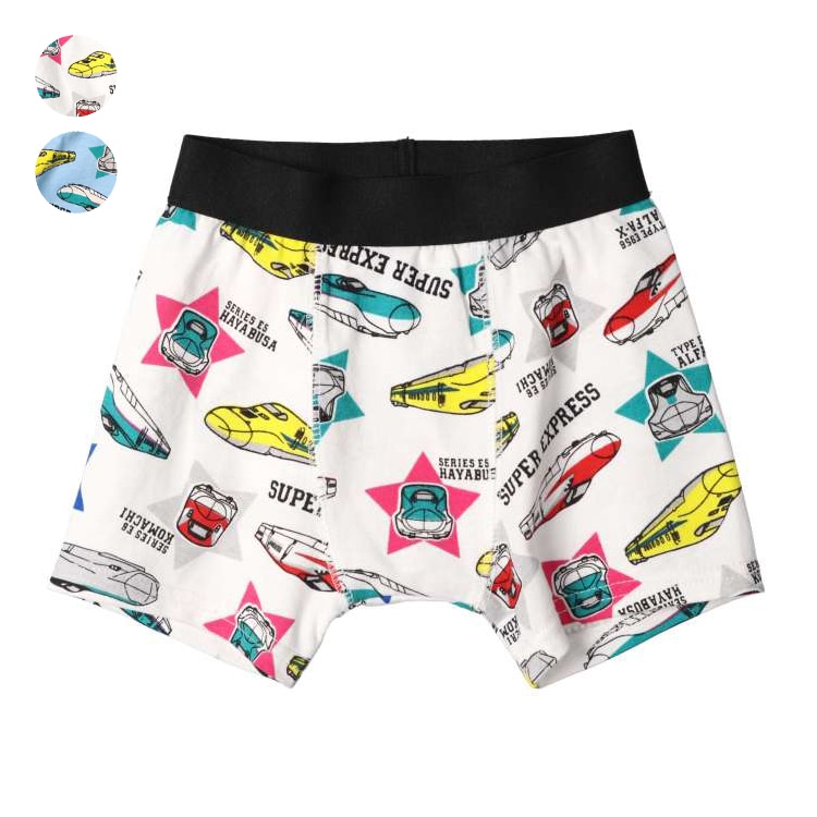 JR Shinkansen train pattern boxer shorts/underwear (white, 120cm)