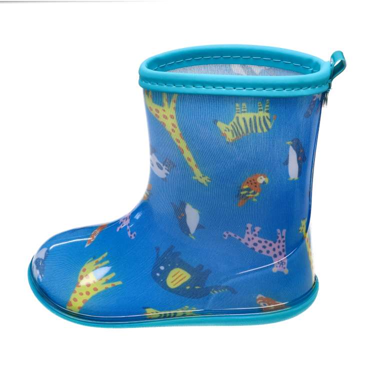 Rain shoes and boots with working vehicles, dinosaurs and animals