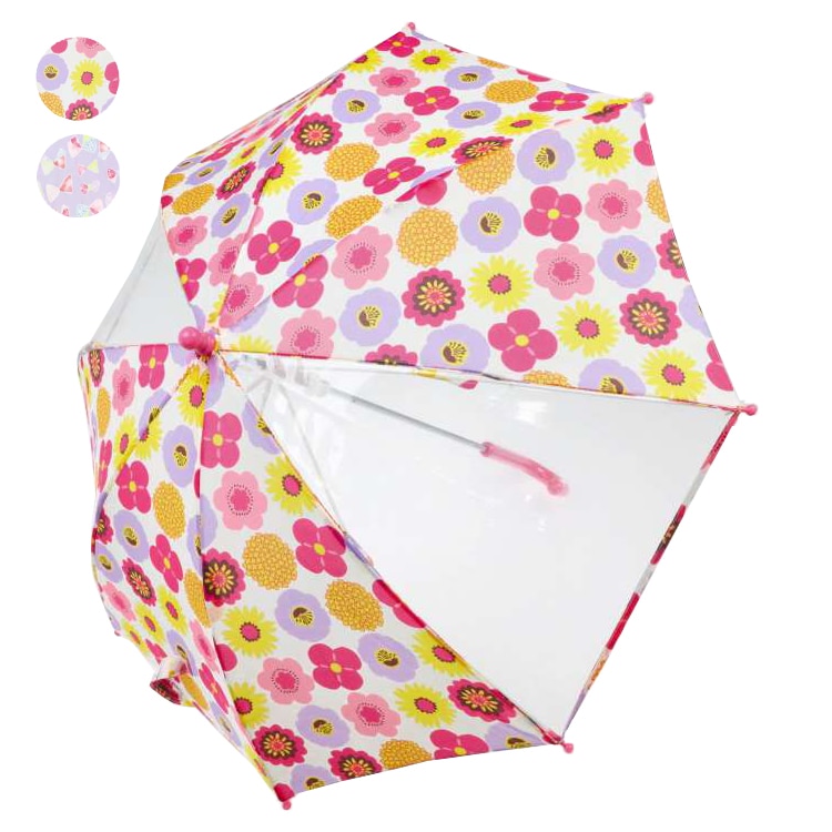 Flower and ribbon pattern umbrella (white, S)