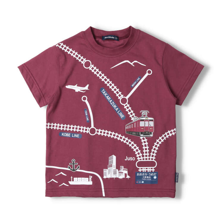 Hankyu Railway Track Map Short Sleeve T-shirt