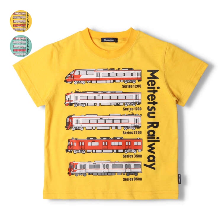 Meitetsu train print short sleeve T-shirt (orange, 120cm)