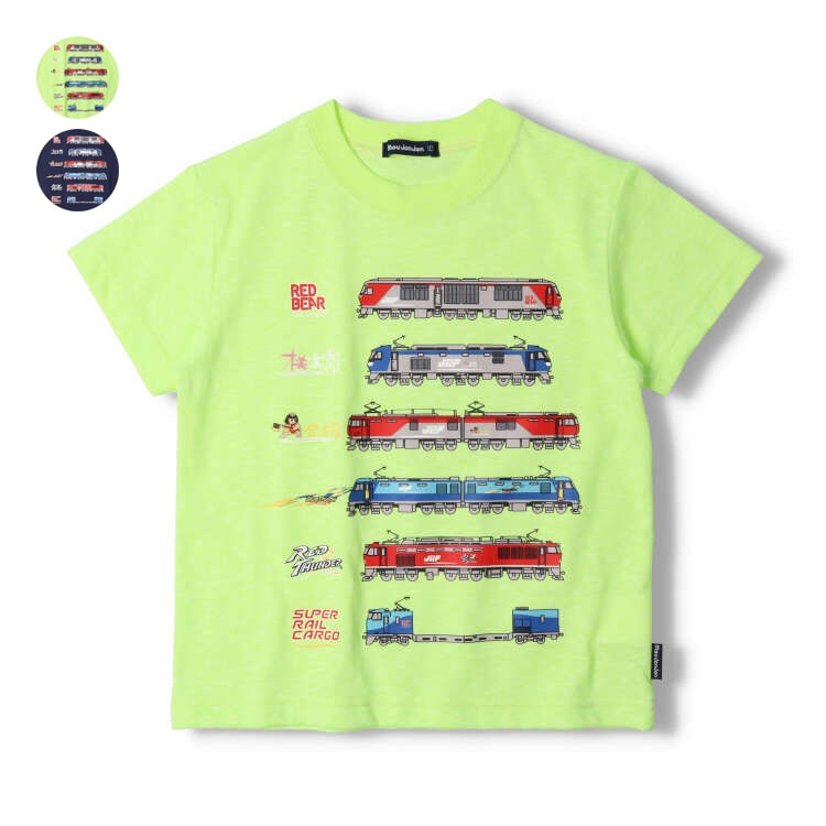 JR貨物電車大集合半袖Tシャツ(ライトグリーン, 120cm)