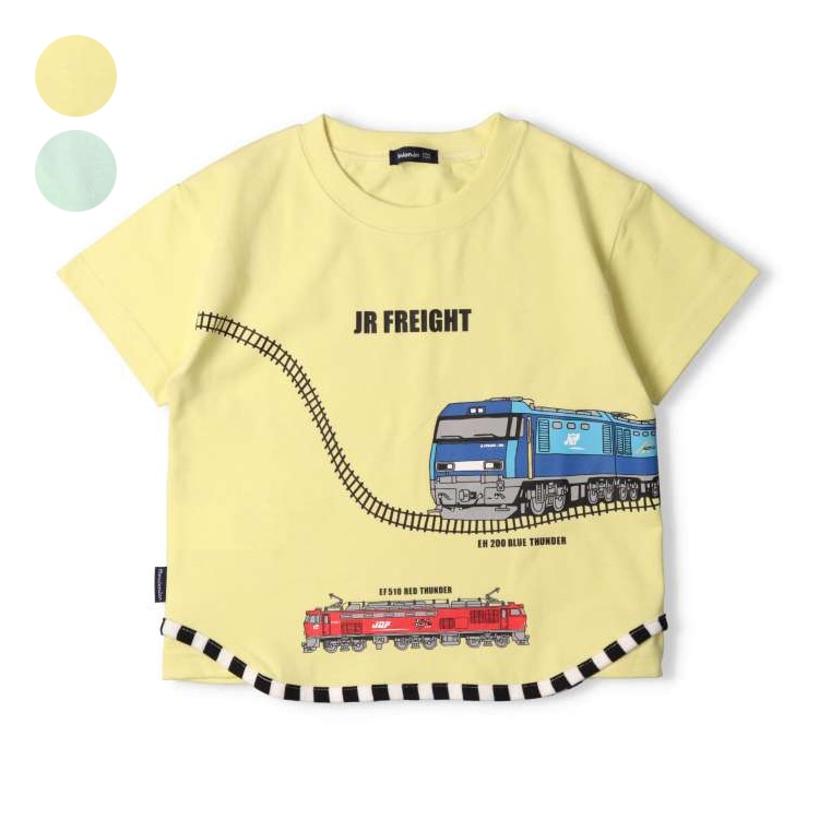 JR貨物電車半袖Tシャツ(ライトグリーン, 130cm)