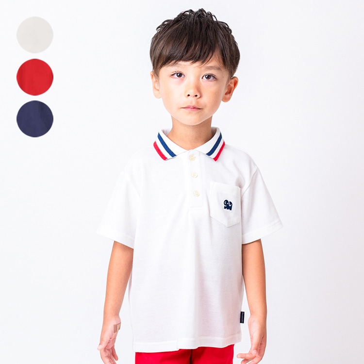 Pique short sleeve polo shirt with elephant embroidery