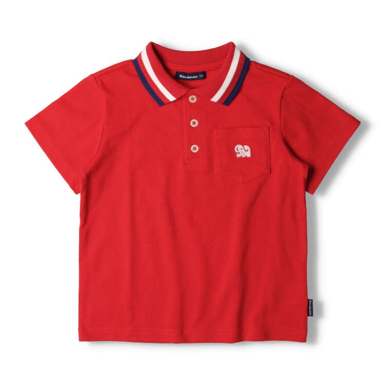 Pique short sleeve polo shirt with elephant embroidery