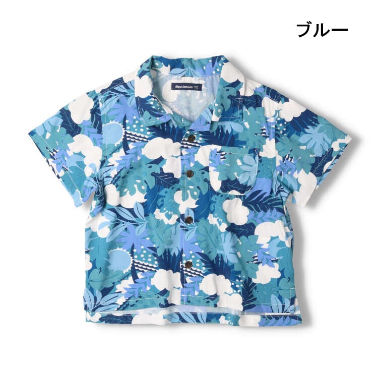 Botanical print rayon short sleeve shirt