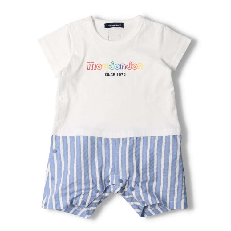 Striped soccer switching short sleeve romper/all