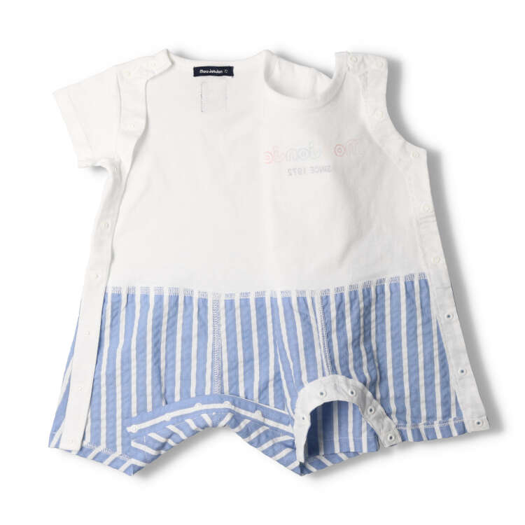 Striped soccer switching short sleeve romper/all