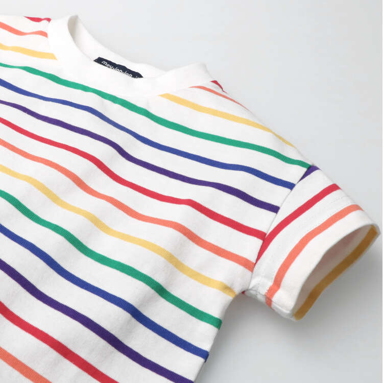 Colorful border short sleeve T-shirt