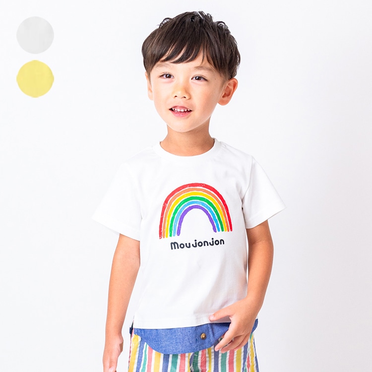 彩虹印花短袖T恤（白色，90cm）